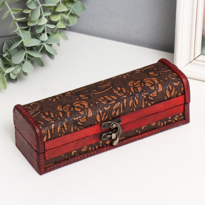 УЦЕНКА Шкатулка-купюрница дерево "Цветы" 6,5х20х7 см - Фото 1