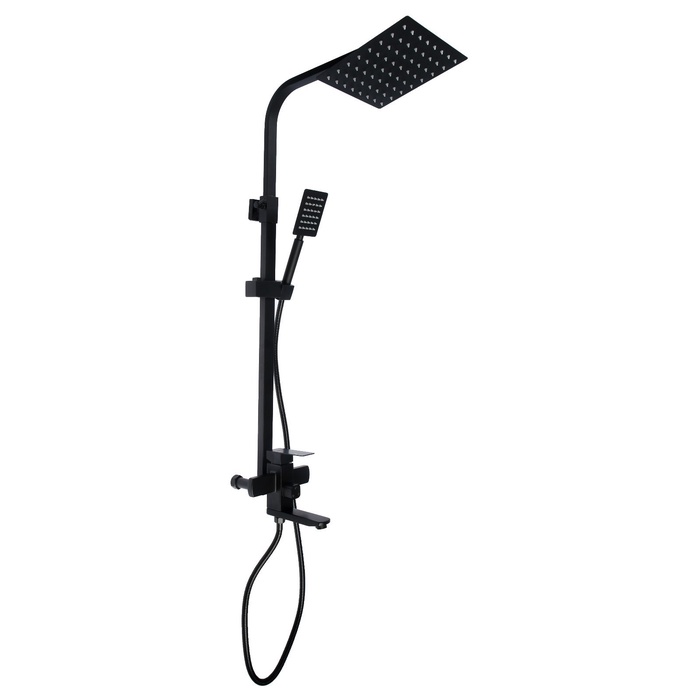 УЦЕНКА Душевая система ZEIN Z1006, смеситель, тропическая и ручная лейка, стойка, черный - Фото 1
