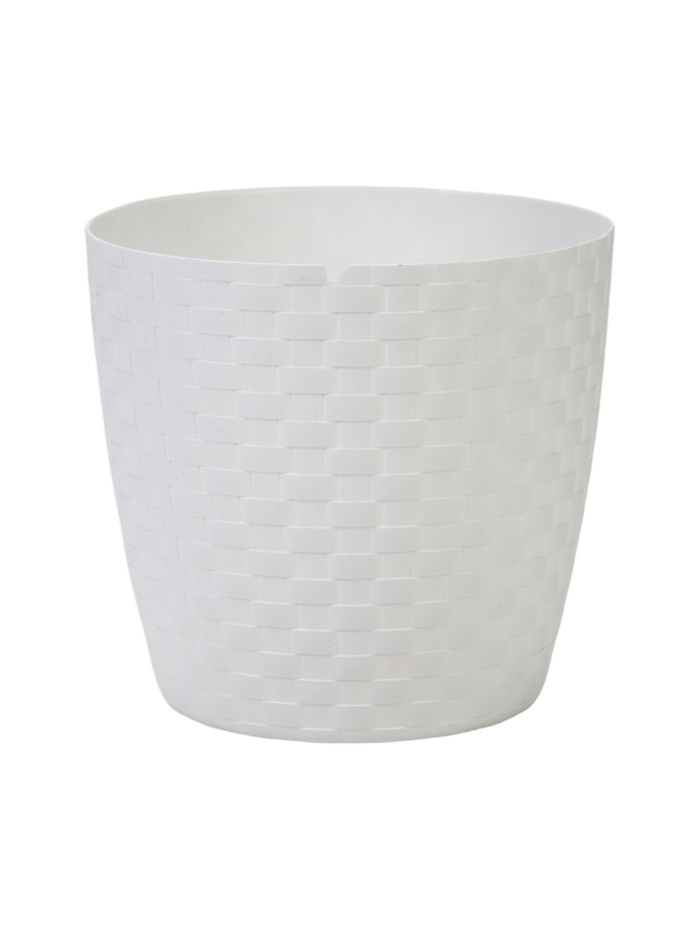 УЦЕНКА Горшок для цветов с поддоном 3 л "Ротанг", цвет белый - Фото 1