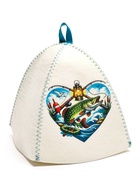 Шапка для бани и сауны «Сердце рыбака», полиэфир  (артикул 11005158)  большой выбор товаров оптом и в розницу по низким ценам с доставкой