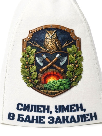 Шапка для бани и сауны «Силён, умён, в бане закалён», полиэфир