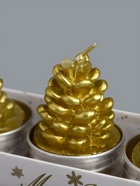 УЦЕНКА Набор свечи новогодние «Шишка золотая», 4×6 см, 3 шт. - Фото 4