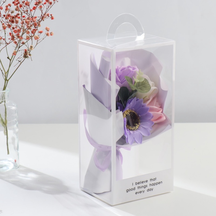 УЦЕНКА Букет из мыльных лепестков "Сиреневый туман" 11х8х25 см - Фото 1