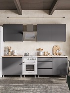 Кухонный гарнитур прямой «Денвер», 2000 мм, цвет графит/дуб сонома  (артикул 10976471)  большой выбор товаров оптом и в розницу по низким ценам с доставкой