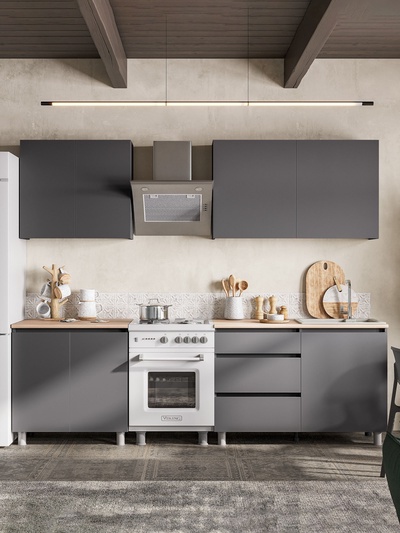 Кухонный гарнитур прямой «Денвер», 2000 мм, цвет графит/дуб сонома