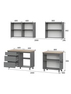 Кухонный гарнитур прямой «Денвер», 2000 мм, цвет графит/дуб сонома  (артикул 10976471)  большой выбор товаров оптом и в розницу по низким ценам с доставкой