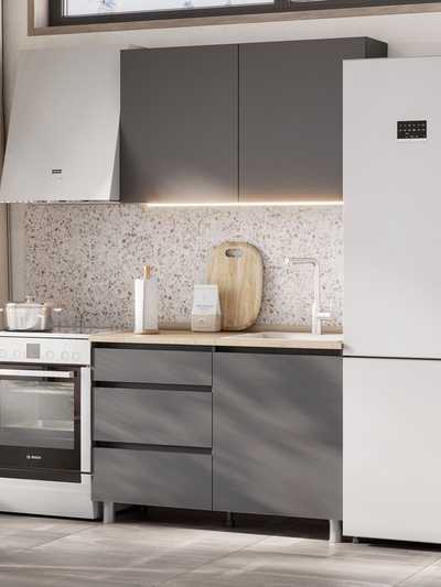 Кухонный гарнитур «Денвер», 1200 мм, цвет графит/дуб сонома