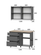 Кухонный гарнитур «Денвер», 1200 мм, цвет графит/дуб сонома - Фото 2