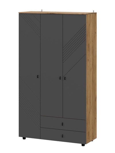 Шкаф трёхстворчатый «Байкал», 1200×464×2106 мм, цвет дуб золотой / графит