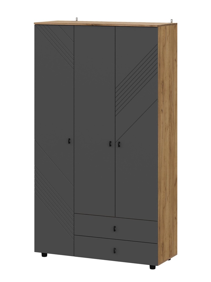 Шкаф трёхстворчатый «Байкал», 1200×464×2106 мм, цвет дуб золотой / графит - Фото 1