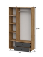 Шкаф трёхстворчатый «Байкал», 1200×464×2106 мм, цвет дуб золотой / графит - Фото 3