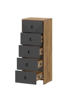 Комод для хранения «Байкал», 5 ящиков, 402×331×1030 мм, цвет дуб золотой/графит - Фото 3