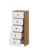 Комод для хранения «Байкал», 5 ящиков, 402×331×1030 мм, цвет дуб золотой/белый - Фото 3