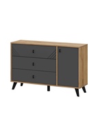 Комод для хранения «Байкал», 3 ящика, 1 дверь, 1140×331×732 мм, цвет дуб золотой/графит  (артикул 10999143)  большой выбор товаров оптом и в розницу по низким ценам с доставкой