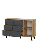 Комод для хранения «Байкал», 3 ящика, 1 дверь, 1140×331×732 мм, цвет дуб золотой/графит  (артикул 10999143)  большой выбор товаров оптом и в розницу по низким ценам с доставкой