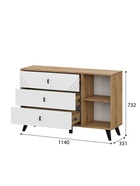 Комод для хранения «Байкал», 3 ящика, 1 дверь, 1140×331×732 мм, цвет дуб золотой/белый  (артикул 10999144)  большой выбор товаров оптом и в розницу по низким ценам с доставкой