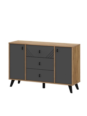 Комод для хранения «Байкал», 3 ящика, 2 двери, 1140×331×732 мм, цвет дуб золотой/графит