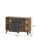 Комод для хранения «Байкал», 3 ящика, 2 двери, 1140×331×732 мм, цвет дуб золотой/графит  (артикул 10999145)  большой выбор товаров оптом и в розницу по низким ценам с доставкой