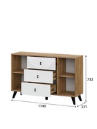 Комод для хранения «Байкал», 3 ящика, 2 двери, 1140×331×732 мм, цвет дуб золотой/белый  (артикул 10999146)  большой выбор товаров оптом и в розницу по низким ценам с доставкой