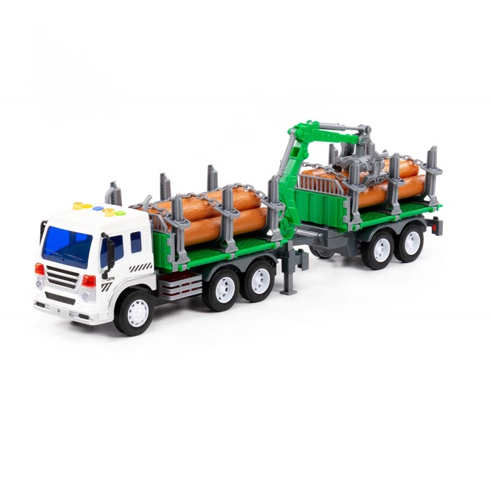 УЦЕНКА Автомобиль - лесовоз с прицепом «Сити» инерционный, зелёный - Фото 1