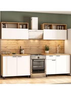 Кухонный гарнитур прямой «Монако», 2000 мм, цвет белый/дуб золотой/дуб вотан  (артикул 10976474)  большой выбор товаров оптом и в розницу по низким ценам с доставкой