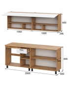 Кухонный гарнитур прямой «Монако», 2000 мм, цвет белый/дуб золотой/дуб вотан  (артикул 10976474)  большой выбор товаров оптом и в розницу по низким ценам с доставкой