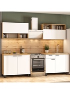 Кухонный гарнитур прямой «Монако», 2000 мм, цвет белый/дуб золотой/дуб вотан  (артикул 10976474)  большой выбор товаров оптом и в розницу по низким ценам с доставкой