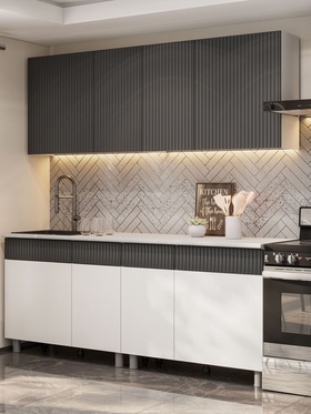 Кухонный гарнитур прямой «София», 2000 мм, цвет графит/белый/антарес