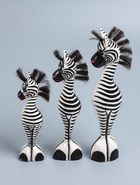 УЦЕНКА Сувенир дерево «Семейство зебр» (набор 3 штуки: высота 40,35,30 см) - Фото 2