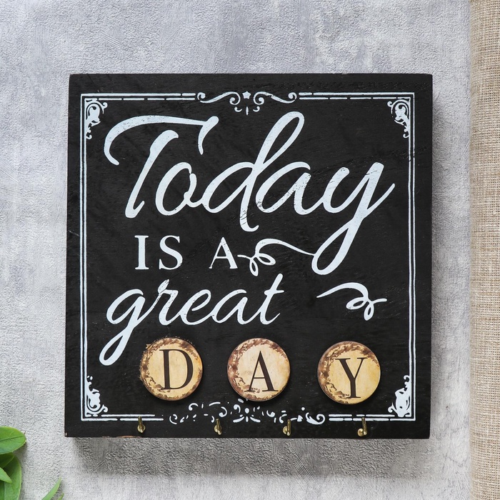 УЦЕНКА Крючки декоративные дерево «Сегодня великий день» 20×5×20 см - Фото 1