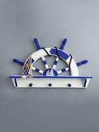 УЦЕНКА Вешалка-штурвал на 3 крючка, бело-голубой-бирюзовый, 45×28×5 см - Фото 2