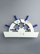 УЦЕНКА Вешалка-штурвал на 3 крючка, бело-голубой-бирюзовый, 45×28×5 см - Фото 5