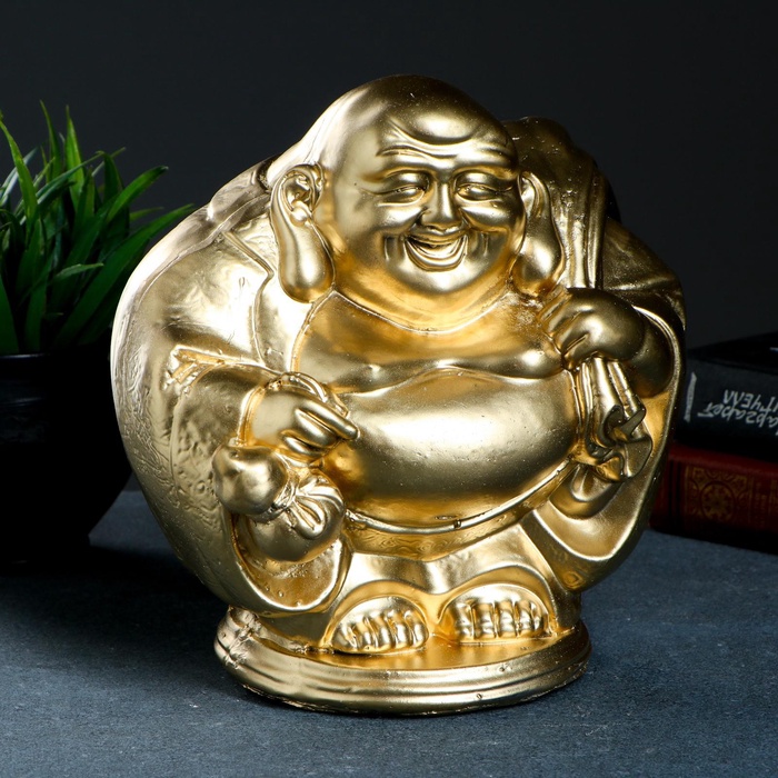 УЦЕНКА Копилка "Хотей с мешком" золото, 22х22см - Фото 1