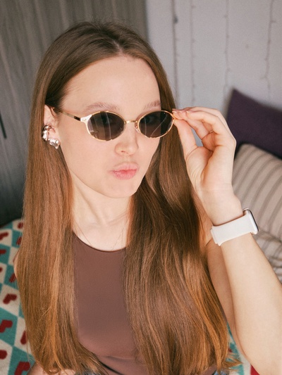 Очки солнцезащитные OneSun, uv 400, футляр, салфетка, цвет золото, серый