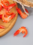 Муляж "Креветка" (фасовка по 10 шт) 7,5 см, красно-розовый  (артикул 10970107)  большой выбор товаров оптом и в розницу по низким ценам с доставкой