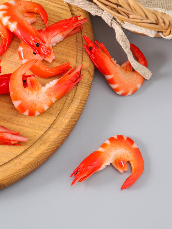 Муляж «Креветка», фасовка по 10 шт., 7.5 см, красно-розовый