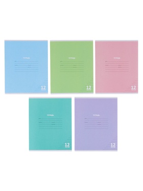 Тетрадь 12 листов в линейку, КПК «Пастель», блок офсет, 5 В, МИКС  (артикул 10991547)  большой выбор товаров оптом и в розницу по низким ценам с доставкой