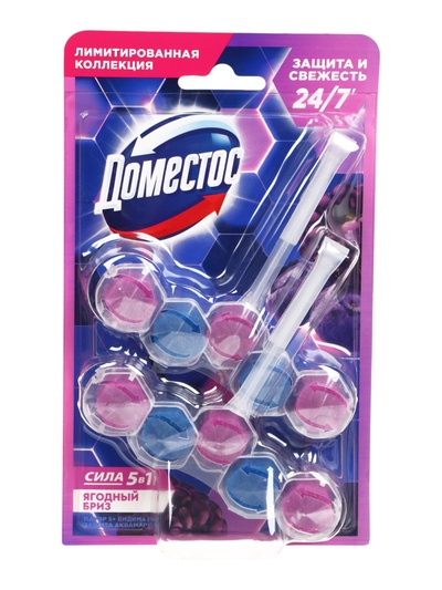 Блоки для очищения унитаза 5 в 1 «Доместос» ягодный бриз, 2 шт. по 50 г