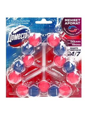 Туалетные блоки для очищения унитаза «Доместос» свежесть океана и нежность пиона, 3 шт. по 50 г  (артикул 10998637)  большой выбор товаров оптом и в розницу по низким ценам с доставкой