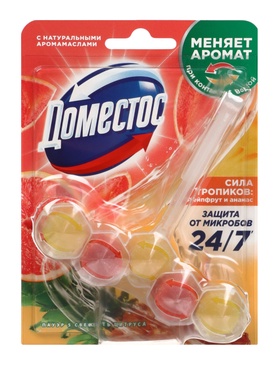 Туалетный блок для очищения унитаза «Доместос», грейпфрут и ананас, 50 г  (артикул 10998638)  большой выбор товаров оптом и в розницу по низким ценам с доставкой