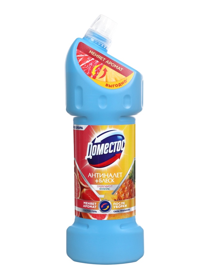Универсальное чистящее средство антиналет + блеск «Доместос» грейпфрут и ананас, густой гель, 1.5 л
