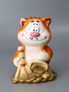 УЦЕНКА Копилка «Кот с метлой» рыжий, 22×22×28 см - Фото 2