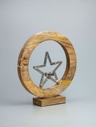 УЦЕНКА Подсвечник в деревянном кольце «Звезда» 30×8×33 см - Фото 2