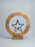 УЦЕНКА Подсвечник в деревянном кольце «Звезда» 30×8×33 см - Фото 3