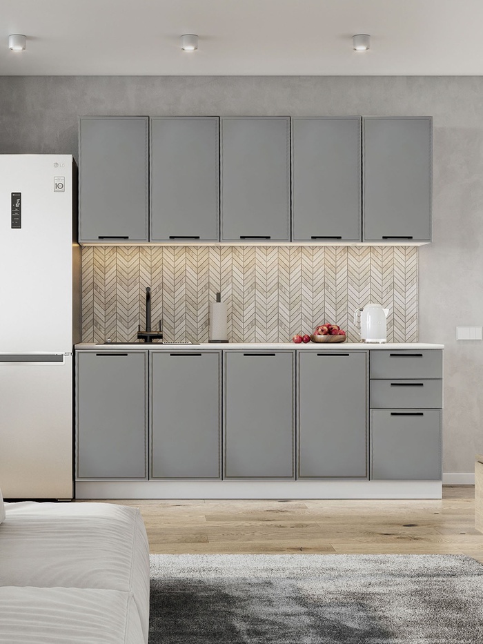 Кухонный гарнитур «Забава», 2000 мм, цвет графит/белый - Фото 1