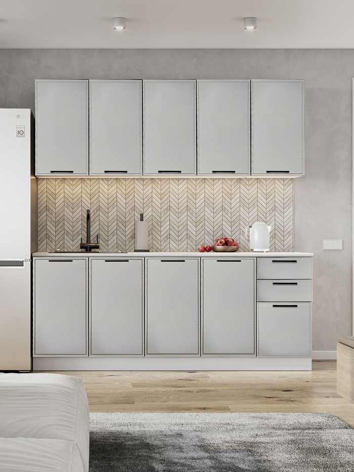 Кухонный гарнитур «Забава», 2000 мм, цвет грей софт/белый - Фото 1