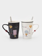 УЦЕНКА Набор кружек «Узы любви», набор 2 шт., 400 мл, 12.5×8.5×12 см, крышки, ложки, белый, чёрный - Фото 1