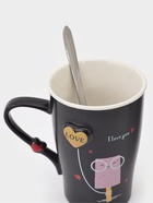 УЦЕНКА Набор кружек «Узы любви», набор 2 шт., 400 мл, 12.5×8.5×12 см, крышки, ложки, белый, чёрный - Фото 2