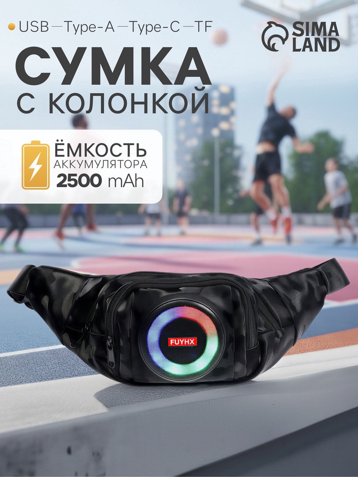 УЦЕНКА Портативная колонка - сумка LAB-85, 10 Вт, 2500 мАч, чёрная - Фото 1