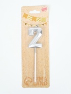 УЦЕНКА Свеча в торт на шпажке «Алмаз», цифра 2, серебряная, 5×2.6 см - Фото 2